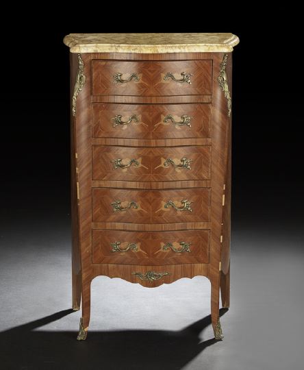 Appraisal: Louis XV-Style Kingwood and Marble-Top Commode early th century the