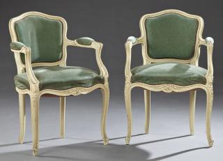 Appraisal: Pair of Polychromed Beech Louis XV Style Upholster Pair of