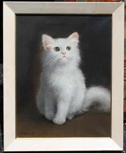 Appraisal: ILLEGIBLY SIGNED KITTEN PAINTING OIL Canvas '' x '' framed