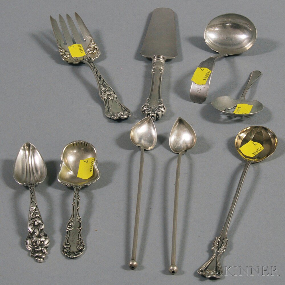 Appraisal: Nine Pieces of Sterling Silver Flatware a Watson ladle a