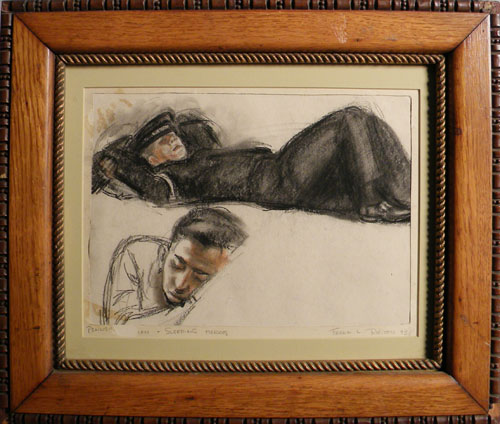 Appraisal: Freda L Reiter charcoal drawing titled Sleeping Heroes in the