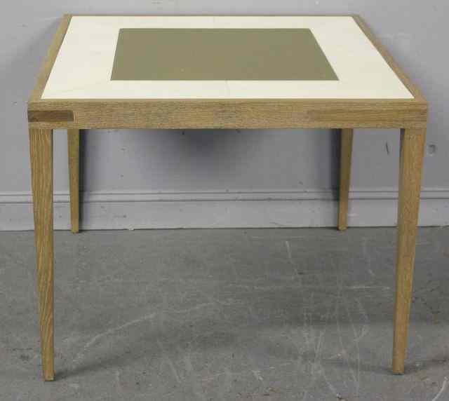 Appraisal: Holly Hunt Leather Top Bleached Oak Game Table From a