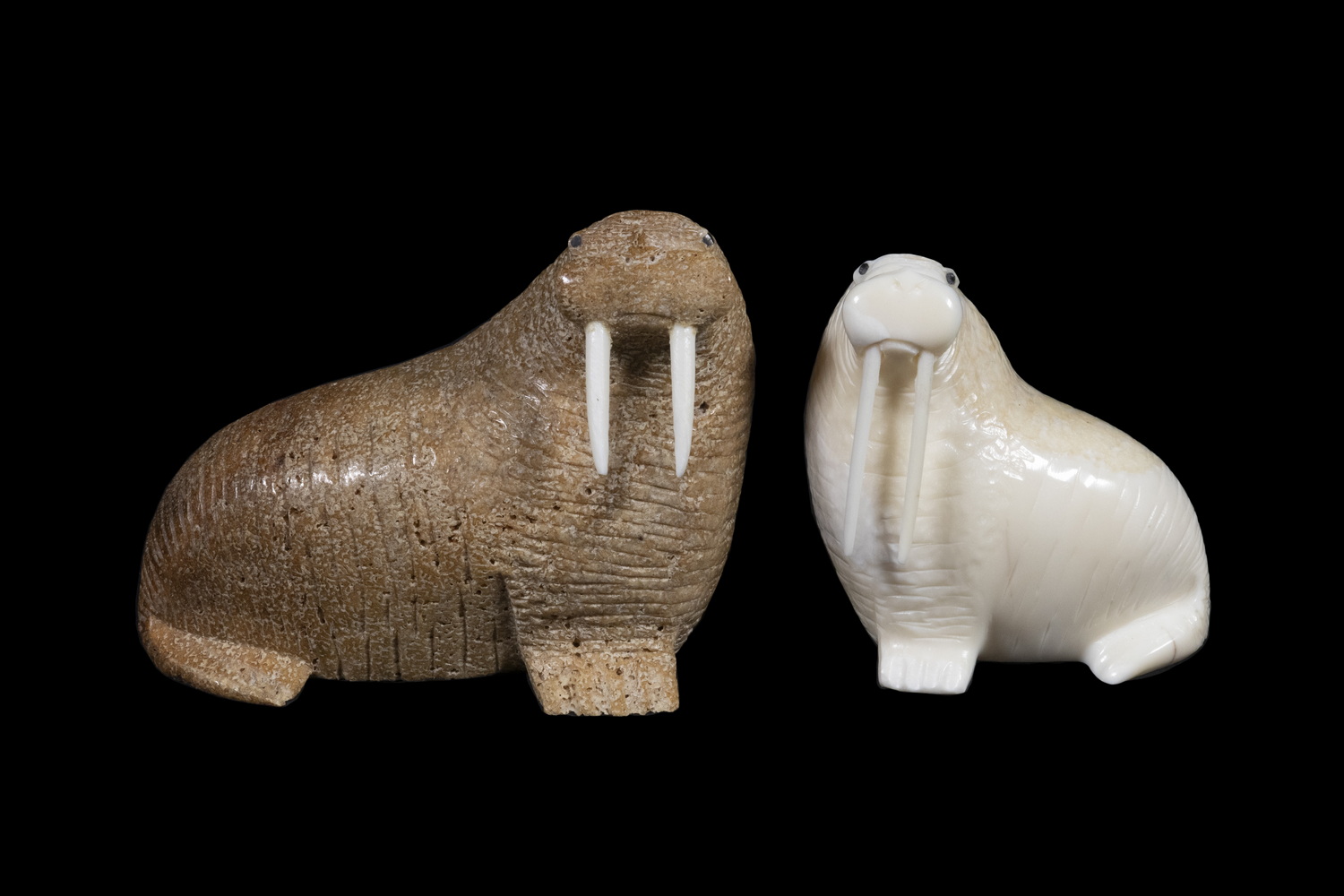 Appraisal: INUIT SCULPTURES OF WALRUSES BY AARON OSEUK - Yu'pik Town