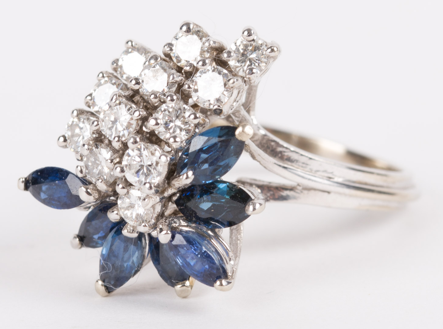 Appraisal: A Diamond Sapphire Cluster Cocktail Ring k white gold size