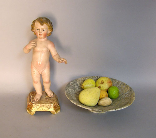 Appraisal: Miscellaneous table articles to include a gessoed carved figure of