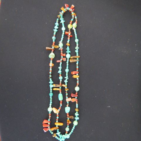 Appraisal: Indian Style Turquoise Stone Necklace long