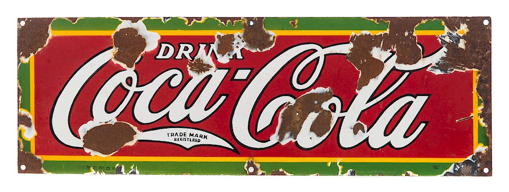 Appraisal: Drink Coca Cola Porcelain Advertising Sign Measures tall wide Good