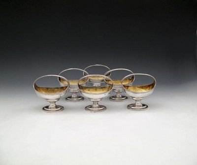 Appraisal: A set of six George IV silver salt cellars Sheffield