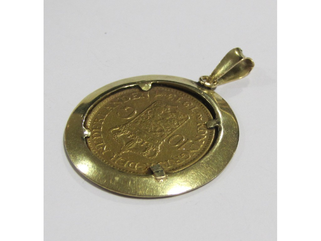 Appraisal: Gold Gulden coin dated in gold pendant mount