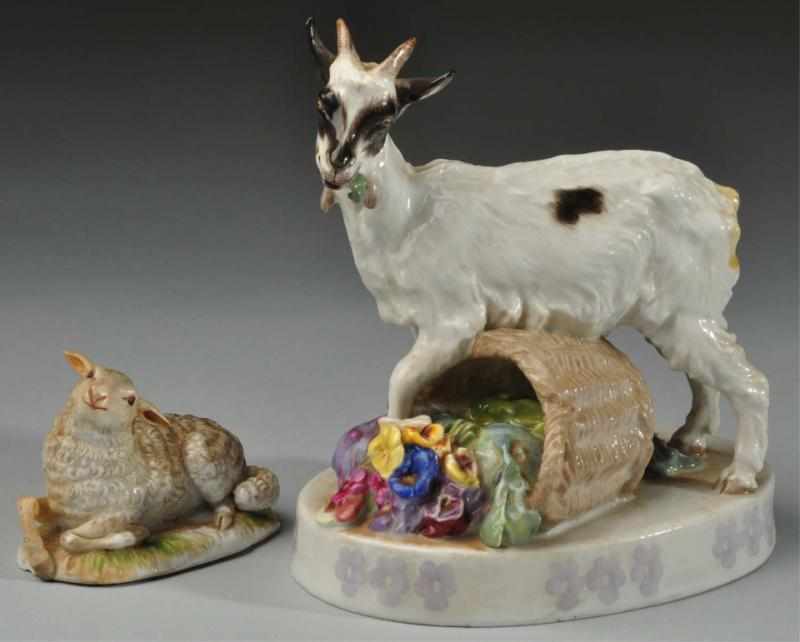 Appraisal: Lot of Meissen Crossed Swords Goat Sheep Condition Excellent Size