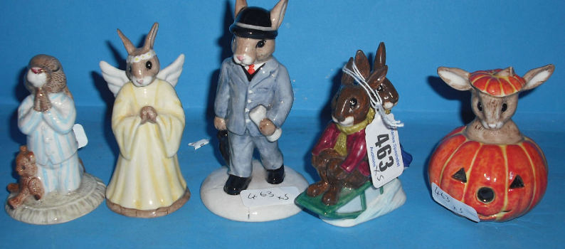 Appraisal: Royal Doulton Bunnykins figures Halloween DB Angel DB Sleigh Ride