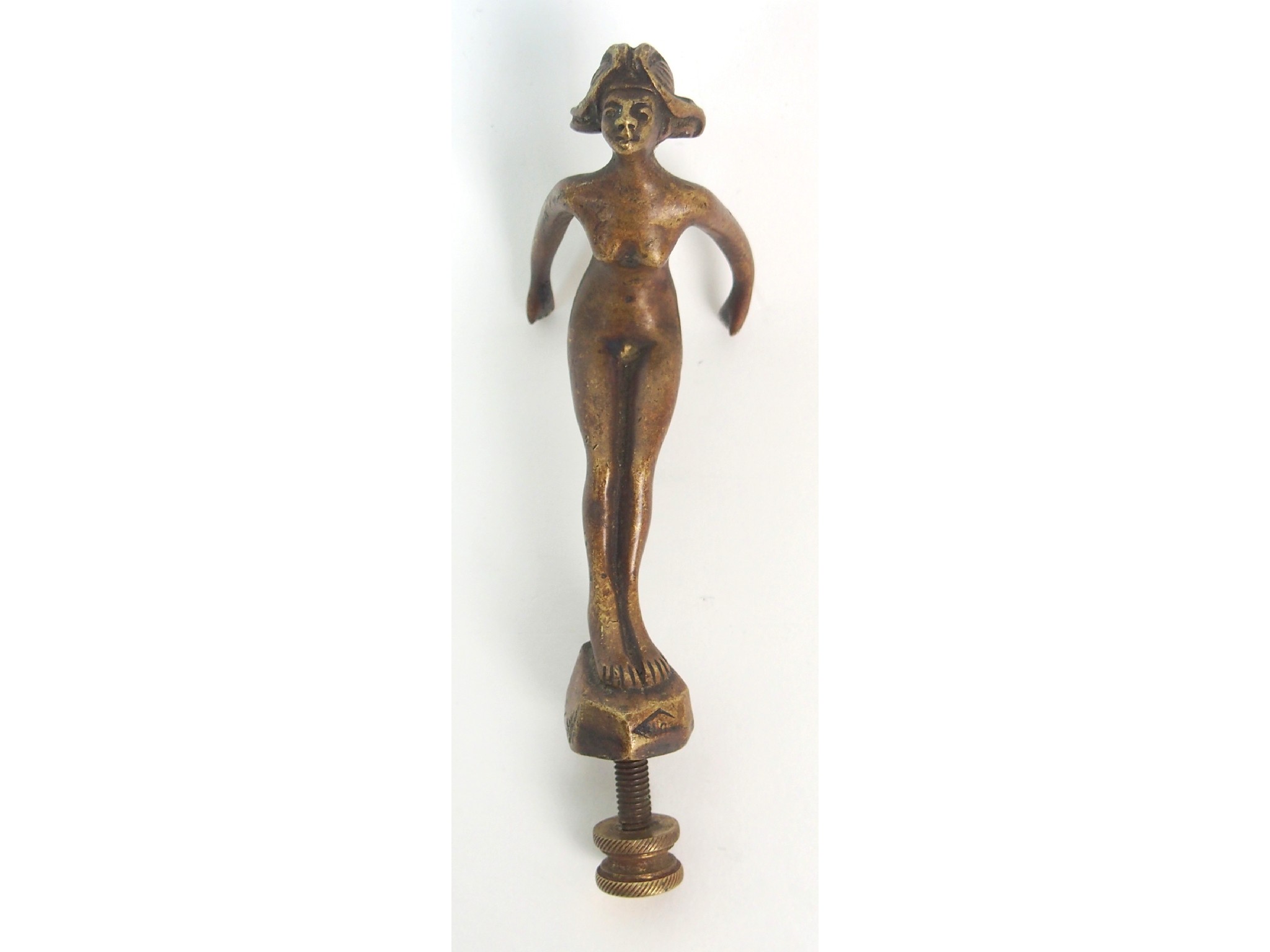 Appraisal: An Art Deco bronze car mascotmodelled as a diving female