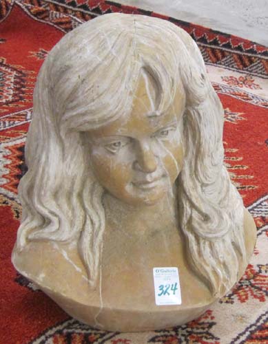 Appraisal: ITALIAN SCHOOL ROSSA MARBLE BUST a young woman with long