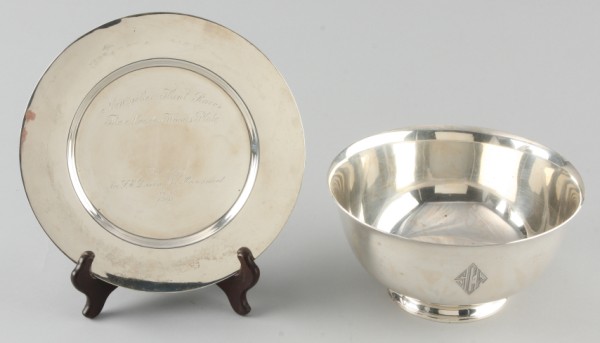 Appraisal: Lot of two One sterling monogrammed bowl Paul Revere Reproduction