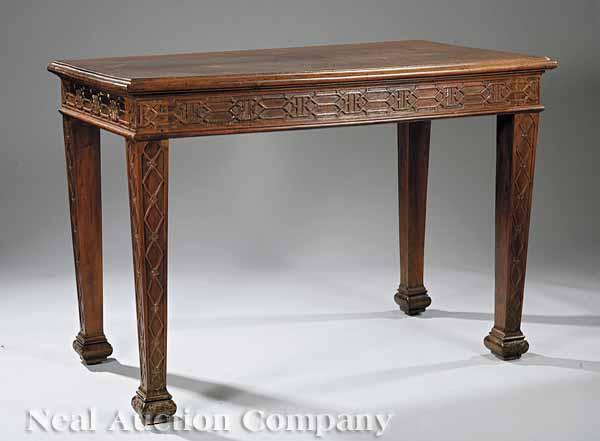 Appraisal: An Antique Chippendale-Style Carved Mahogany Side Table molded top blind