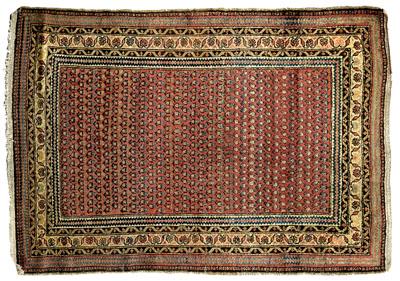 Appraisal: Malayer rug rows of guls on red field geometric and