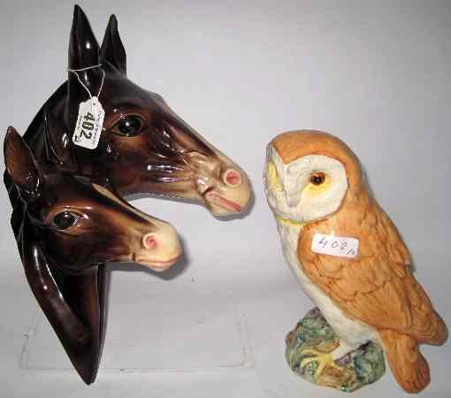 Appraisal: Beswick Large Barn Owl B and Large Horses Head Wall