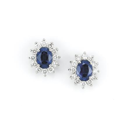 Appraisal: Pair of Sapphire and Diamond Earrings Estimate -