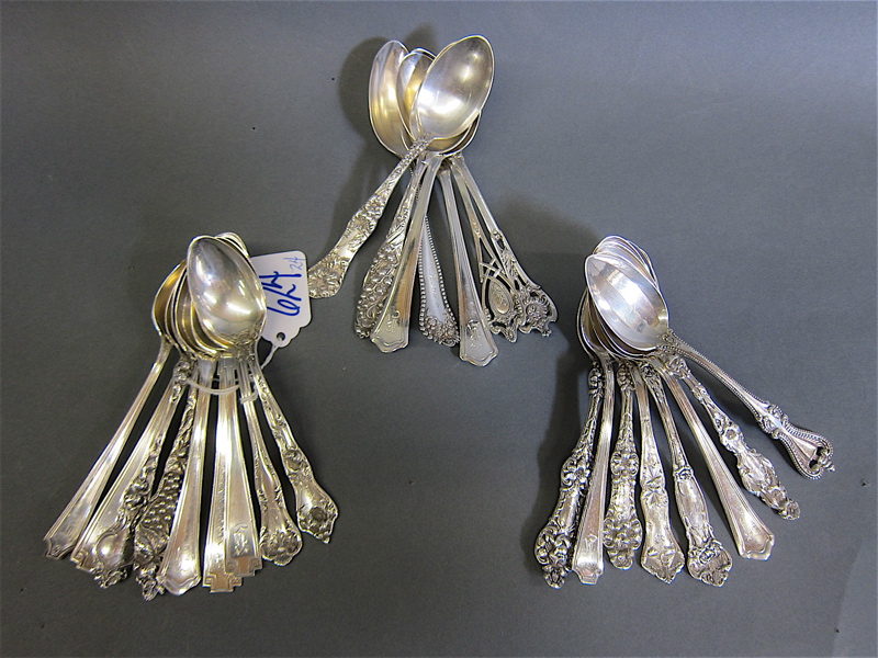 Appraisal: TWENTY-FOUR STERLING SILVER SPOONS mostly teaspoons various patterns and makers