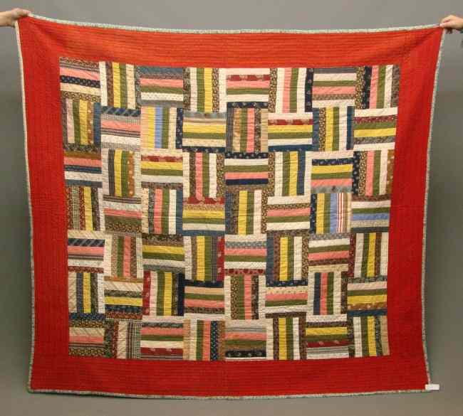 Appraisal: th c Penna log cabin quilt '' x ''