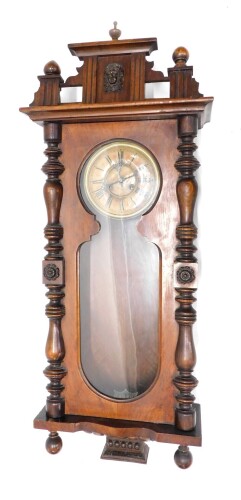 Appraisal: A late thC walnut cased Vienna wall clock the cm