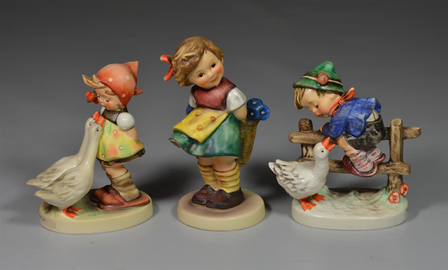 Appraisal: Goebel Hummel Figurines Goose Girl Bashful Barnyard Hero all TMK-