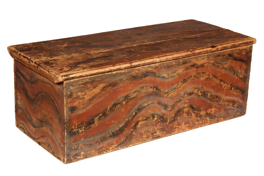 Appraisal: BLANKET BOX - th c Maine Paint Decorated Pine Blanket