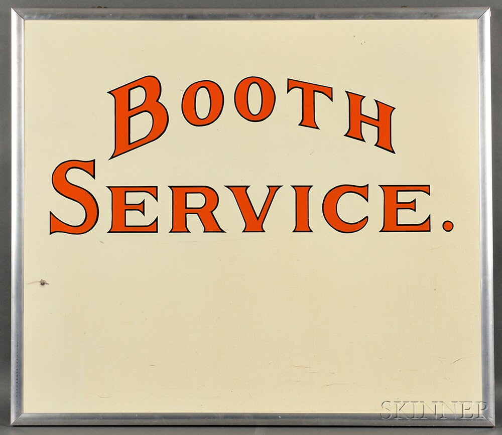 Appraisal: White and Orange Enamel-decorated BOOTH SERVICE Diner Sign America first