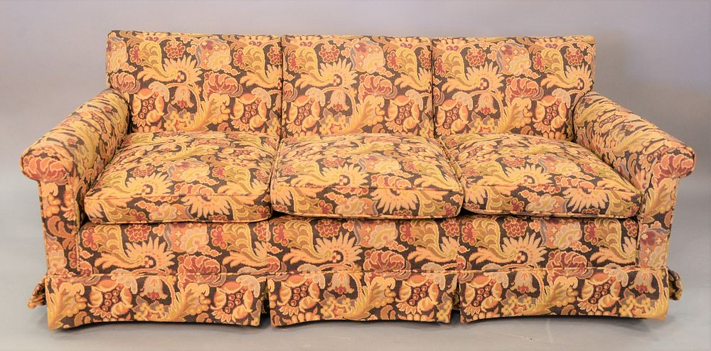 Appraisal: Custom upholstered sofa with tapestry type of upholstery lg Custom