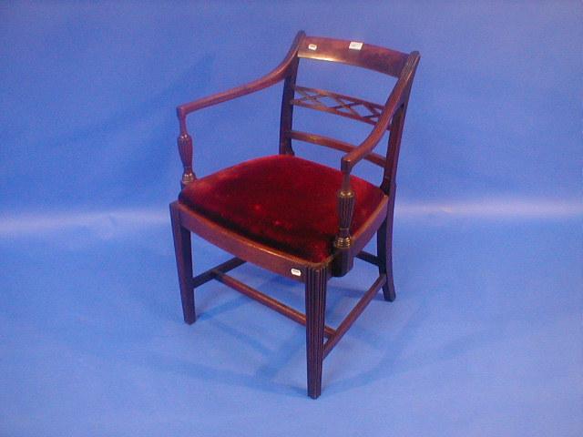 Appraisal: A George III mahogany carver chair with reeded frame and