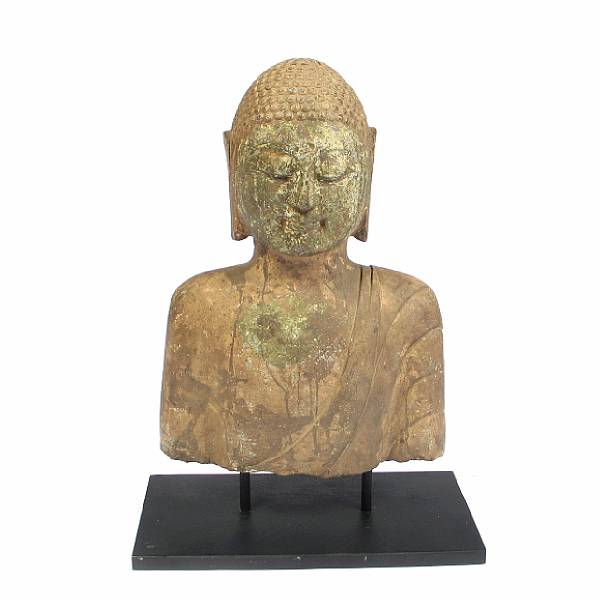 Appraisal: A Chinese stone bust of Buddha height in