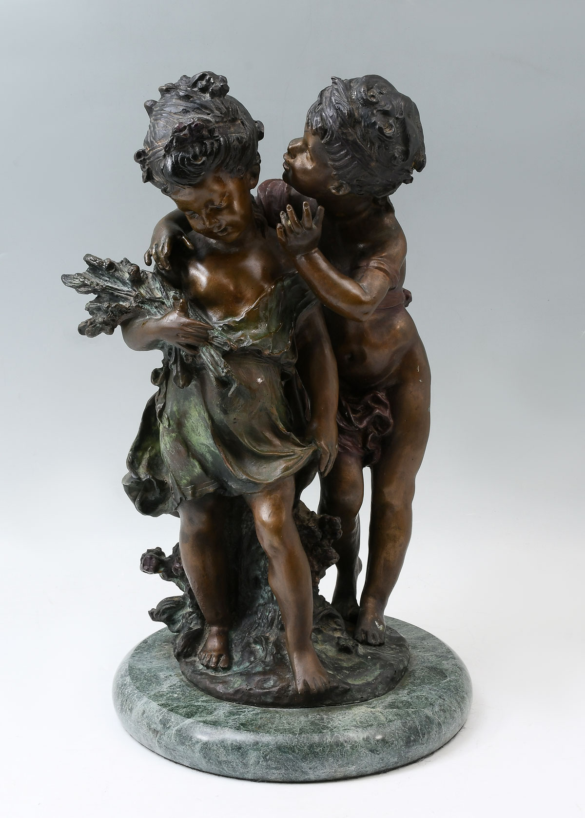 Appraisal: PATINATED BRONZE OF TWO CHILDREN AFTER MOREAU '' in height