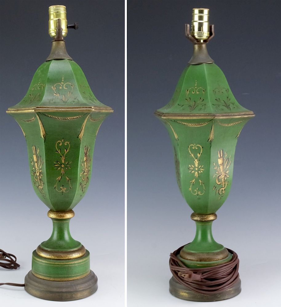 Appraisal: Vintage French Polychrome Ceramic Boudior Lamps Pair Vintage French ceramic