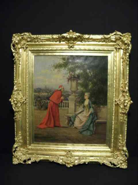 Appraisal: French th Century oil on canvas painting Framed in ormolu