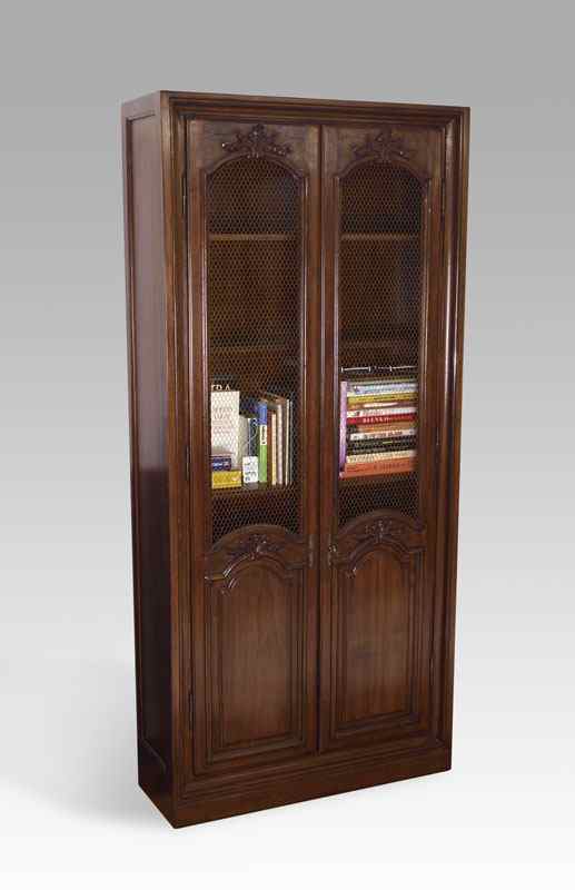 Appraisal: ITALIAN MESH FRONT BOOKCASE CABINET FOR B ALTMAN Walnut double