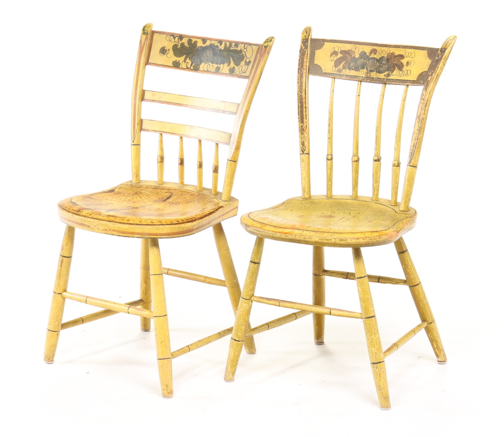 Appraisal: TWO AMERICAN PAINT DECORATED CHAIRS Second quarter th century mixed