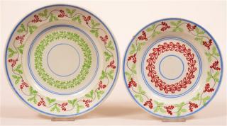 Appraisal: Two Stick Spatter Ironstone Plates Two Green and Red Stick