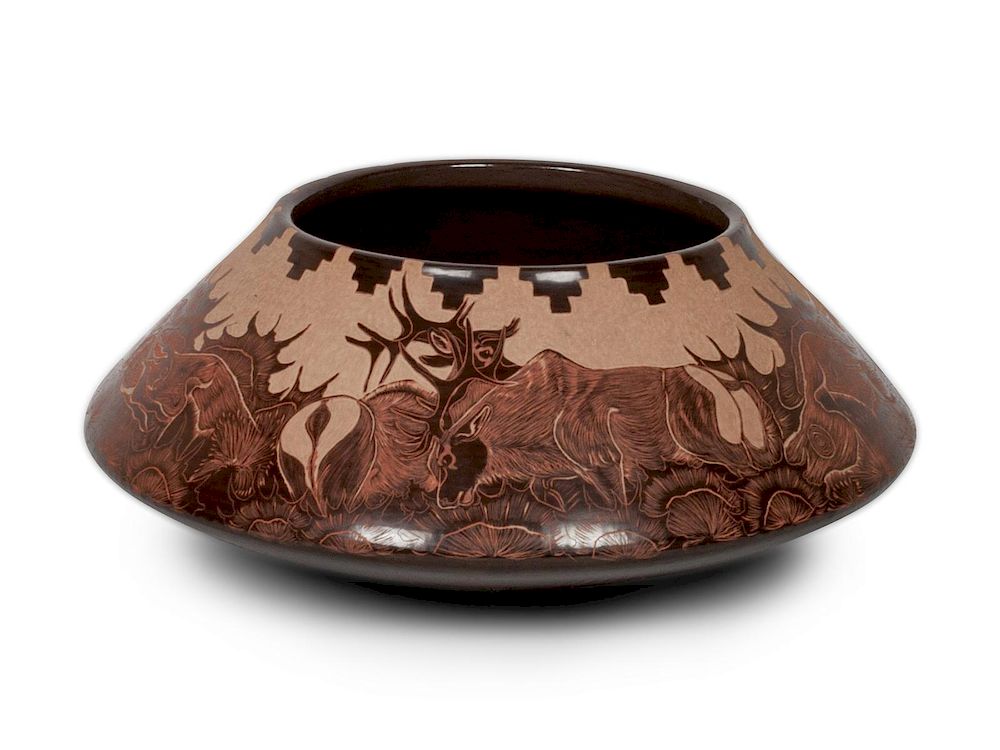 Appraisal: Paul Naranjo Santa Clara - Sgraffito Bowl with Animal Figures