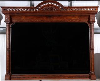 Appraisal: Saloon cowboy back bar mirror circa an unusual burl walnut