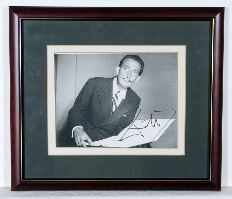 Appraisal: DALI Salvador - Black and white photograph of Dali signed