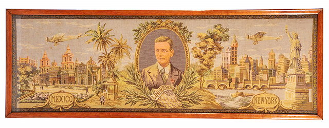 Appraisal: A TAPESTRY PANEL celebrating Charles Lindbergh and his flight from