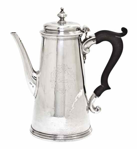 Appraisal: An English Silver Coffee Pot Benjamin Godfrey London of tapering