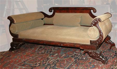 Appraisal: Classical Mahogany Upholstered Settee Estimate -