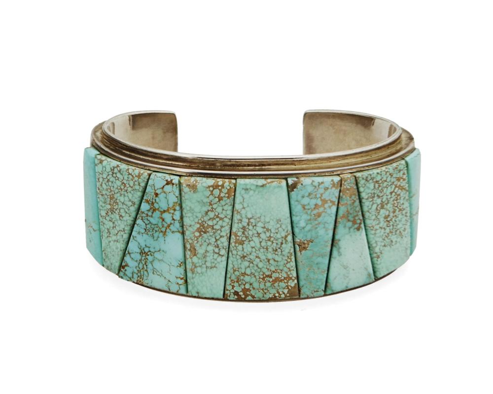 Appraisal: A Noah Pfeffer sterling silver and turquoise cuff Noah Pfeffer