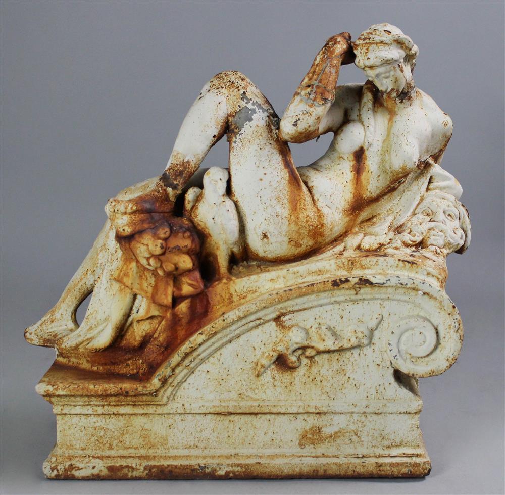 Appraisal: CAST IRON FIGURE OF RECLINING WOMAN NIGHT after Michelangelo -