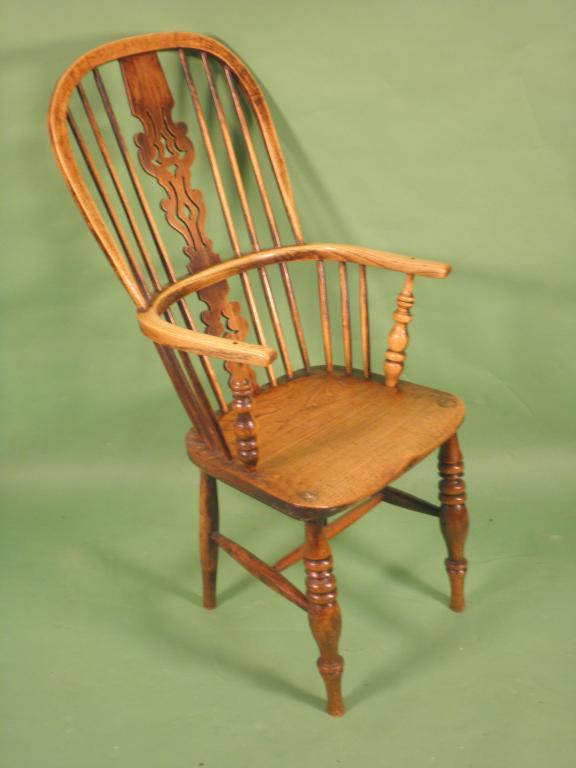 Appraisal: WA mid thC ash and elm Windsor open armchair with