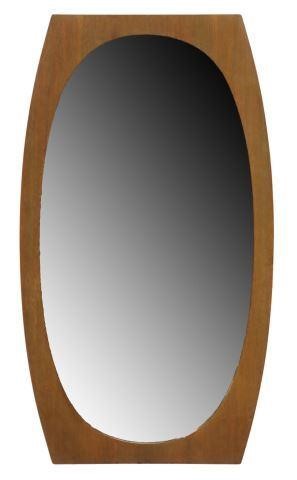 Appraisal: Italian mid-century modern oval wall mirror c s having teak