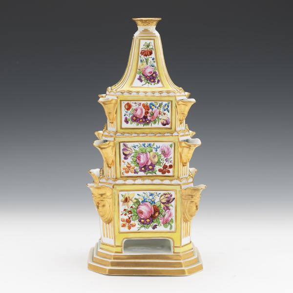 Appraisal: ENGLISH HAND PAINTED PORCELAIN FOUR-TIER TULIP PYRAMID CA LATE TH