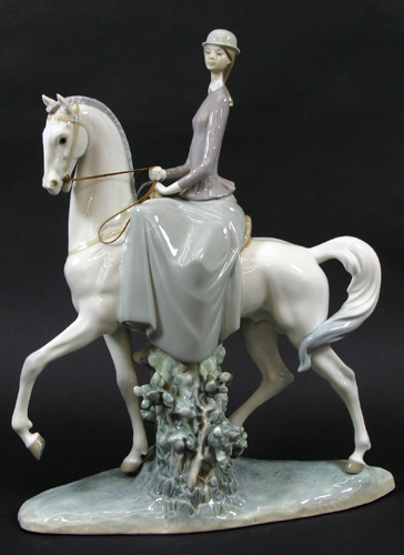 Appraisal: LLADRO GLAZED PORCELAIN FIGUAL GROUP Female Equestrian first issued in