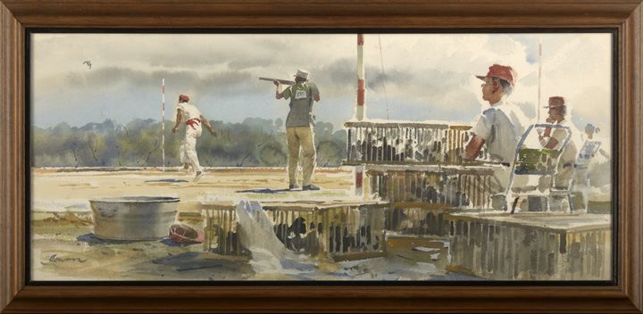 Appraisal: John P Cowan American Texas - Trapshoot watercolor signed lower